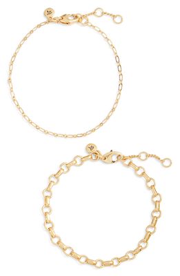 Madewell Set of 2 Paperclip Chain Bracelets in Vintage Gold