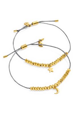 Madewell Set of 2 Star & Moon Charm Friendship Bracelets in Vintage Gold