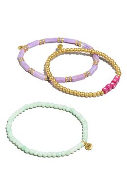 Madewell Set of 3 Assorted Stretch Bracelets in Modern Fuchsia