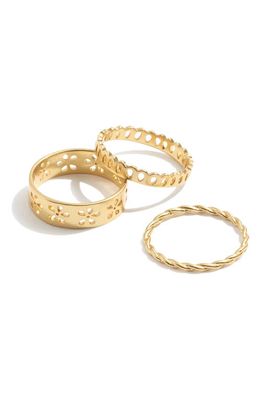 Madewell Set of 3 Eyelet Lace Stacking Rings in Vintage Gold