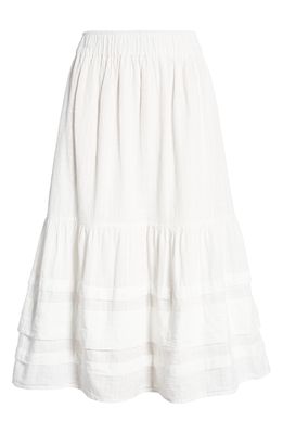 Madewell Shirred Cotton Midi Skirt in Lighthouse