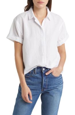 Madewell Slim Central Cotton Blend Shirt in Eyelet White