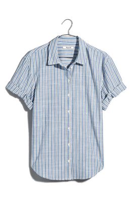 Madewell Slim Central Shirt in Stripe in Hermitage Blue