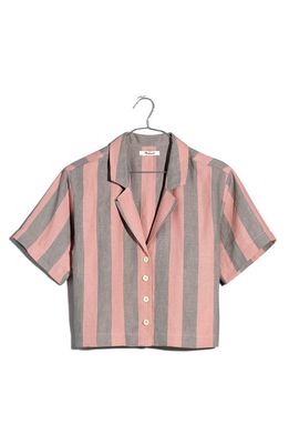 Madewell Springy Stripe Crop Shirt in Warm Thistle