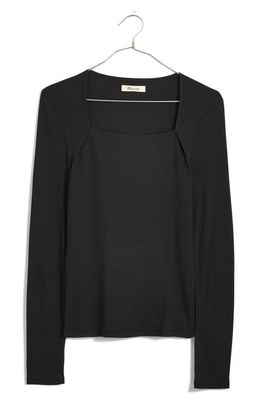 Madewell Square Neck Long Sleeve Top in True Black