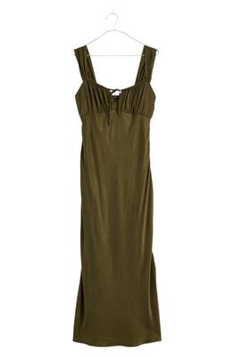 Madewell Square Neck Midi Dress in Expedition Green