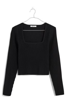 Madewell Square Neck Ottoman Sweater in True Black