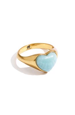 Madewell Stone Collection Jade Heart Signet Ring in Gatehouse Green