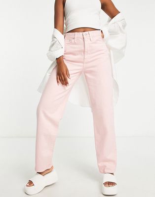 Madewell straight baggy jeans in pink