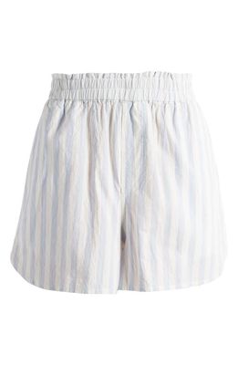 Madewell Stripe Cotton Poplin Paperbag Waist Shorts in Weathered Sky
