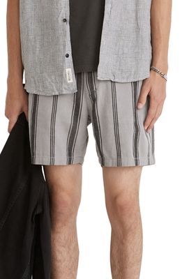Madewell Stripe Hemp & Cotton Shorts in Black Coal