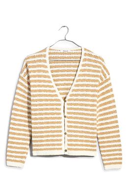 Madewell Stripe Open Stitch Cardigan Sweater in Earthen Sand