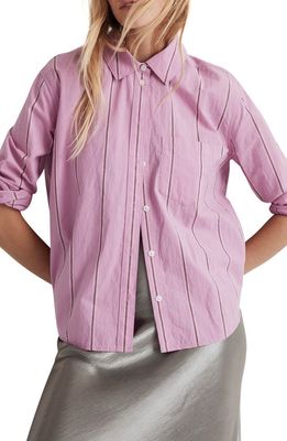 Madewell Stripe Poplin Oversize Boyfriend Shirt in Holiday Thistle Stripe