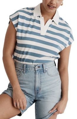 Madewell Stripe Relaxed Polo T-Shirt in Ocean