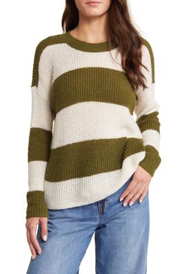 Madewell Stripe Rib Crewneck Sweater in Heather Loden