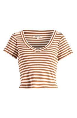 Madewell Stripe Supima® Cotton Rib Crop T-Shirt in Warm Coffee