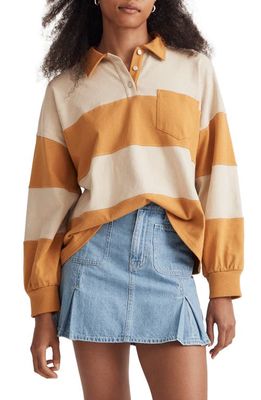 Madewell Striped Rugby Polo Shirt in Amber Gold