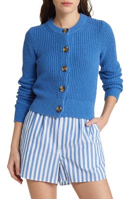 Madewell Textural Knit Cardigan Sweater in Hermitage Blue