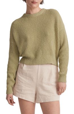 Madewell Textural Knit Cotton Pullover Sweater in Pale Lichen