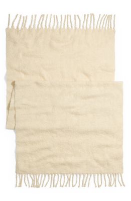 Madewell Textured Solid Contrast Fringe Scarf in Alabaster