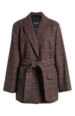 Madewell The Bedford Stripe Oversize Belted Blazer in Melissa Houndstooth Plaid