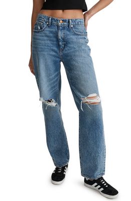 Madewell The Dadjean Rip Straight Leg Jeans in Brockport Wash