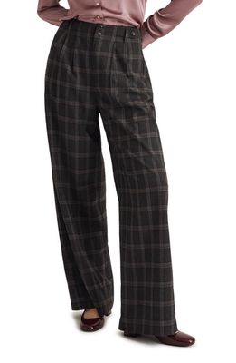 Madewell The Harlow Plaid Wide Leg Pants in Dark Pavement