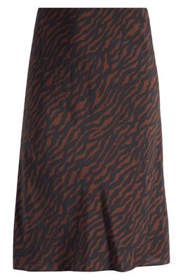 Madewell The Layton Abstract Animal Print Midi Slip Skirt in Black/brown