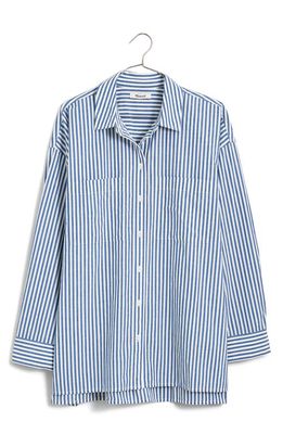 Madewell The Oversize Straight Hem Signature Poplin Shirt in Pure Blue