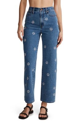 Madewell The Perfect Stamped Floral Crop Wide Leg Jeans in Brickhaven Wash