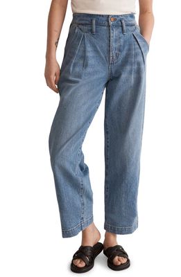 Madewell The Perfect Vintage Pleated High Waist Crop Wide Leg Jeans in Birchford Wash