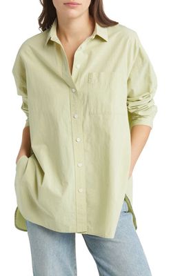 Madewell The Signature Poplin Oversize Button-Up Shirt in Faded Seagrass