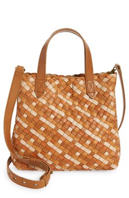 Madewell The Small Transport Crossbody: Woven Leather Edition in Tawny Sand Multi