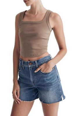 Madewell The Tailored Sleekhold Crop Tank in Light Umber