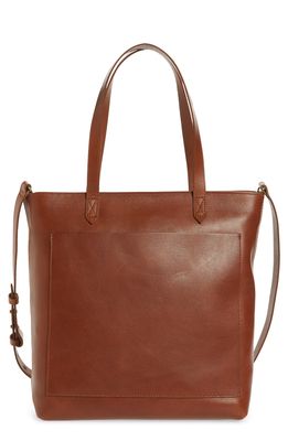 Madewell The Zip-Top Medium Transport Leather Tote in English Saddle