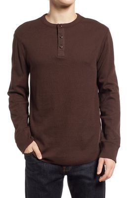 Madewell Thermal Henley T-Shirt in Coffee Bean