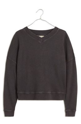 Madewell Thermal Knit Long Sleeve Top in Black Coal