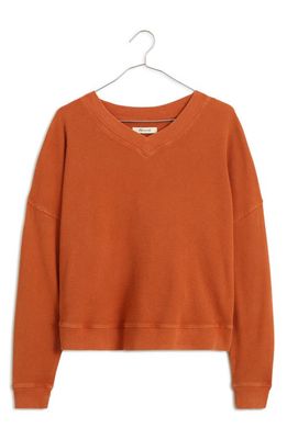 Madewell Thermal Knit Long Sleeve Top in Faded Rust