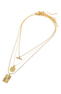 Madewell Three-Piece Etched Necklace Set in Vintage Gold