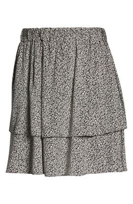 Madewell Tudor Floral Tiered Pull-On Miniskirt in True Black