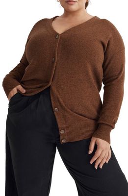Madewell V-Neck Relaxed Merino Wool Blend Cardigan in Heather Hickory
