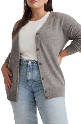 Madewell V-Neck Relaxed Merino Wool Blend Cardigan in Heather Pewter