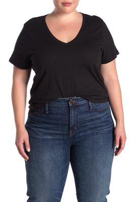 Madewell V-Neck Short Sleeve T-Shirt in True Black