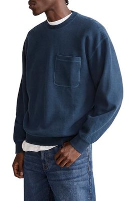 Madewell Waffle Knit Pocket Sweatshirt in Craftsman Blue