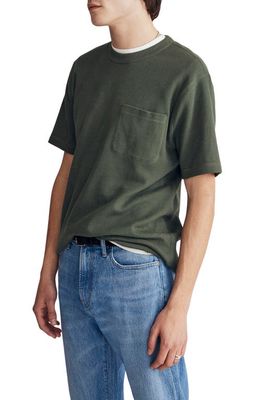 Madewell Waffle Knit Short Sleeve Pocket T-Shirt in Foraged Green