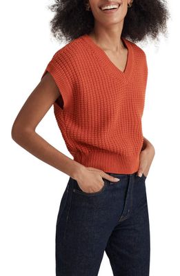 Madewell Waffle Knit Sweater Vest in Roasted Squash