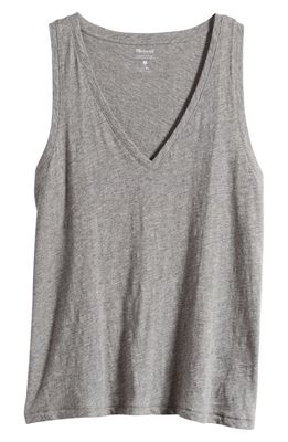 Madewell Whisper Shout Cotton V-Neck Tank in Ashen Silver