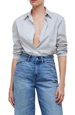 Madewell With-a-Twist Stripe Poplin Button-Up Shirt in Eyelet White