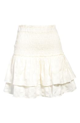 Madewell Women's Smocked Tiered Pull-On Miniskirt in Lighthouse