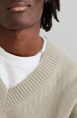 Madewell Wool Blend V-Neck Sweater in Pale Cypress